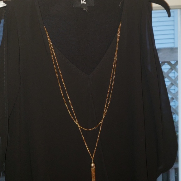 Black sheer layered , 3/4 length sleeve top*~* - Picture 4 of 4